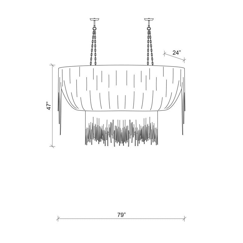 Stretch Oval Leather Fringe Chandelier
