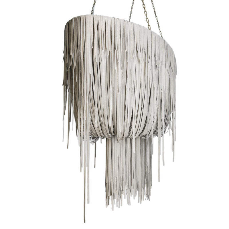 Stretch Oval Leather Fringe Chandelier