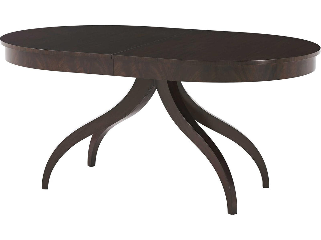 Composition Oval Wood Morado Veneer Mahogany Dining Table