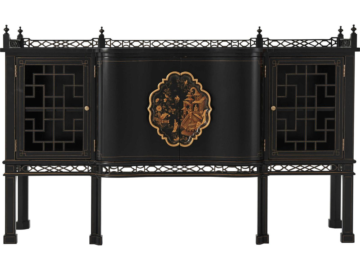 62" Mahogany Wood Antique Gold Gilt Italian Sideboard