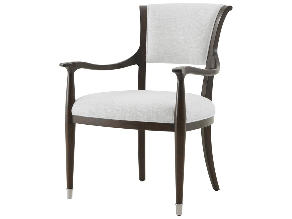 Spencer London Solid Wood Brown Upholstered Arm Dining Chair