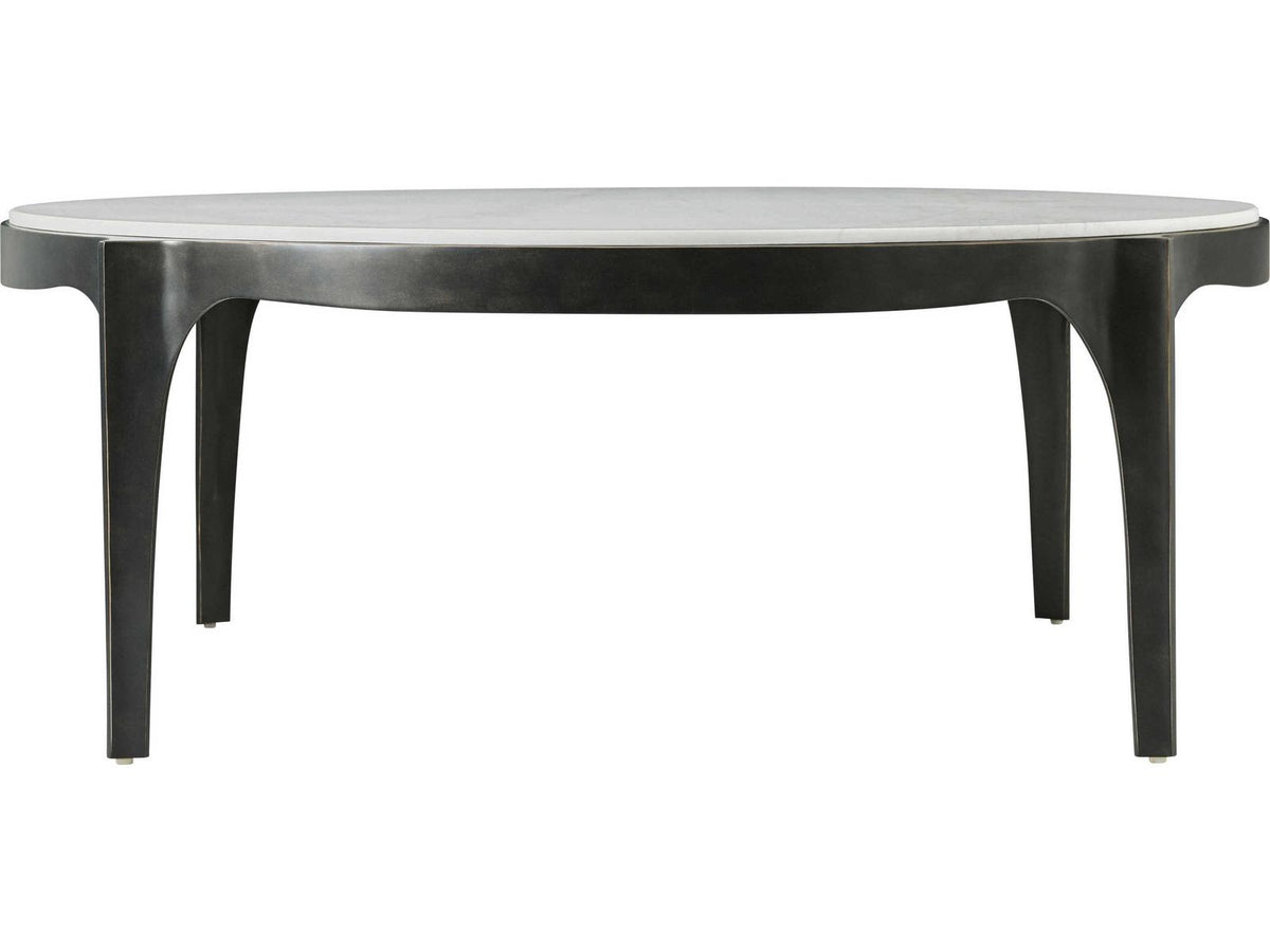 Rome Round Coffee Table in Romulus Finish with White Marble Top