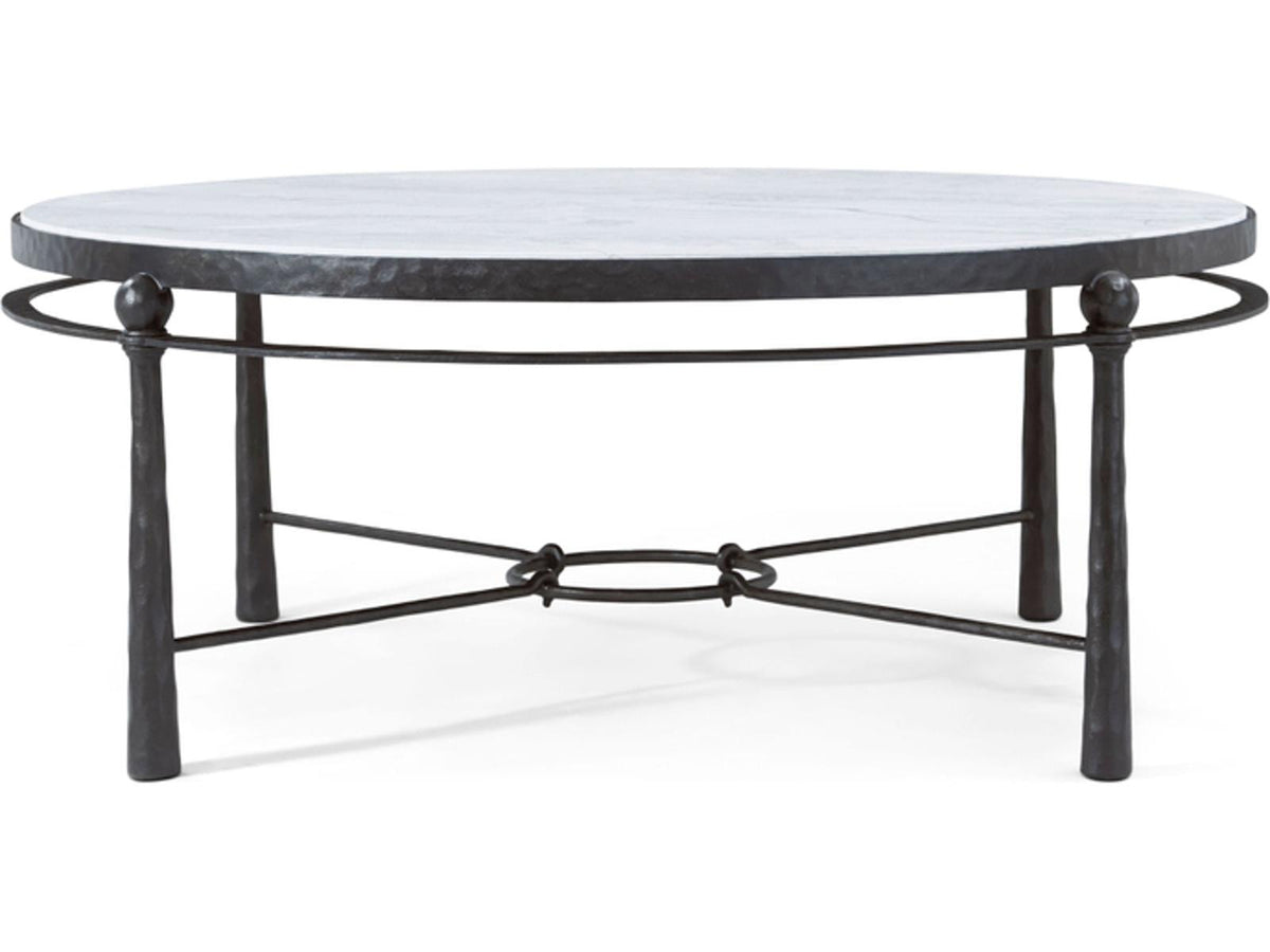 Spencer London Round Metal Cocktail Table with Quartz Top