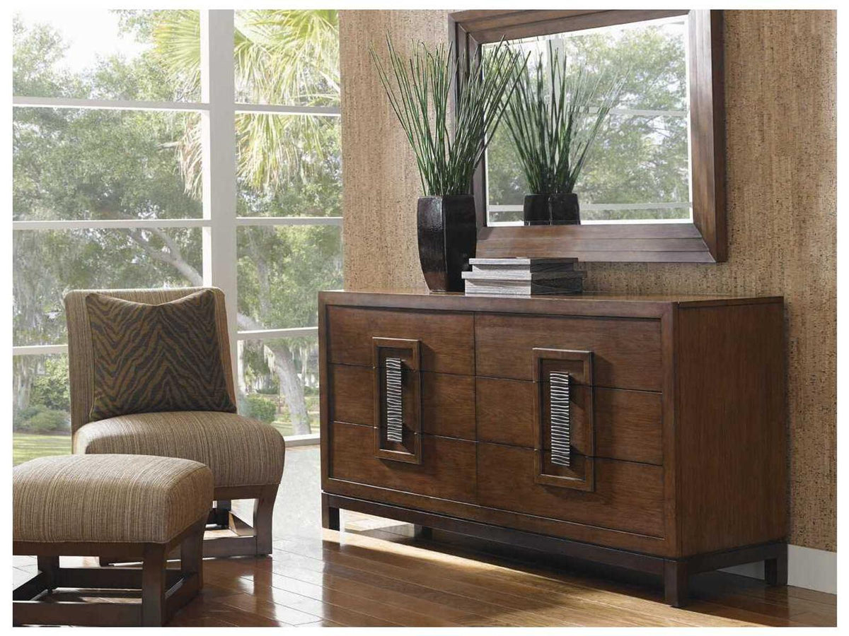 Island Fusion Double Dresser and Mirror Set