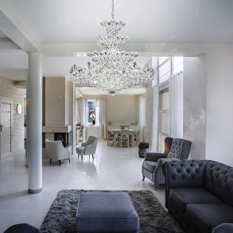 Trilliane 30 Light 30in x 27in Four-Tier Chandelier in Silver with Clear Heritage Handcut Crystals