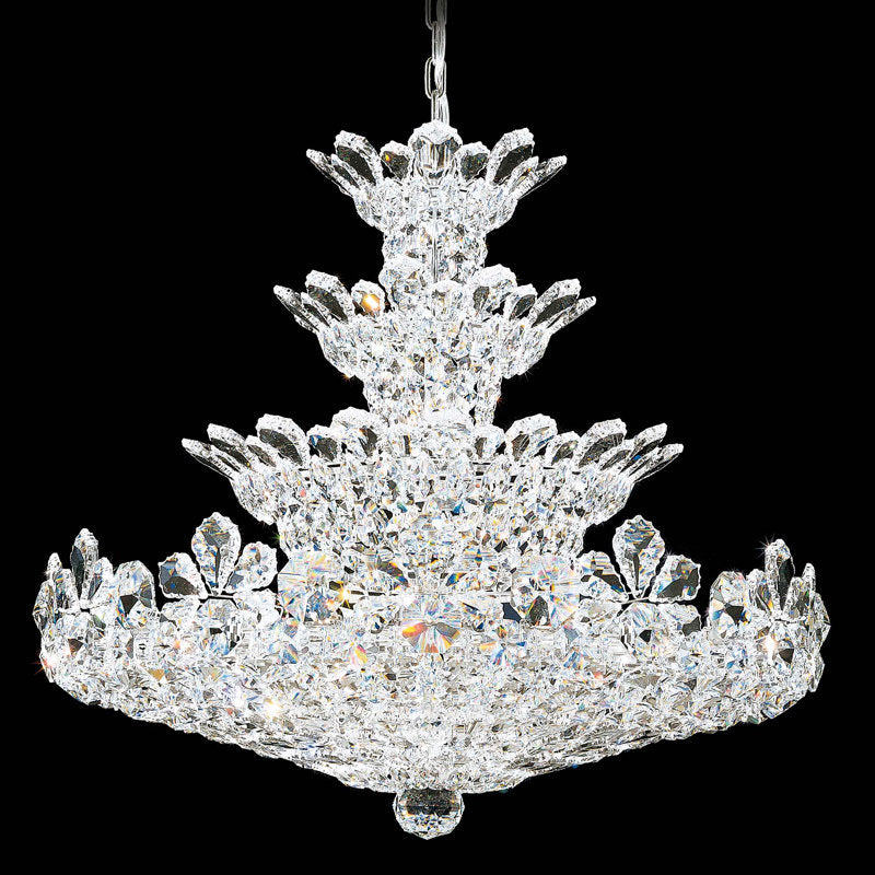 Trilliane 30 Light 30in x 27in Four-Tier Chandelier in Silver with Clear Heritage Handcut Crystals