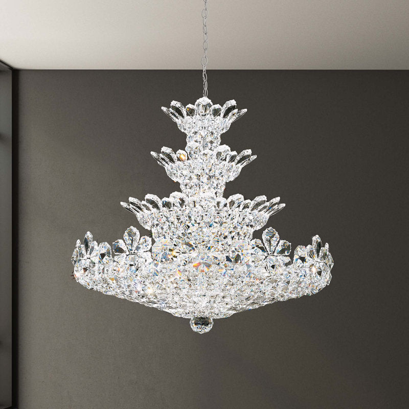 Trilliane 30 Light 30in x 27in Four-Tier Chandelier in Silver with Clear Heritage Handcut Crystals