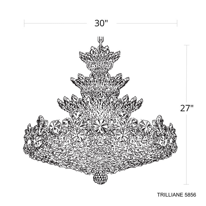 Trilliane 30 Light 30in x 27in Four-Tier Chandelier in Silver with Clear Heritage Handcut Crystals