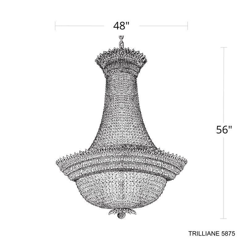 Trilliane 76 Light 48in x 56in Chandelier in Silver with Clear Radiance Crystals