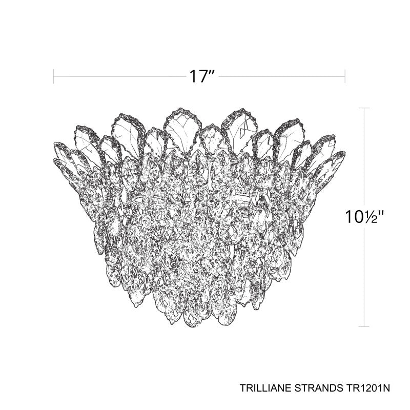 Trilliane Strands 4 Light 17in x 10.5in Flush Mount in Polished Stainless Steel with Clear Heritage Handcut Crystals