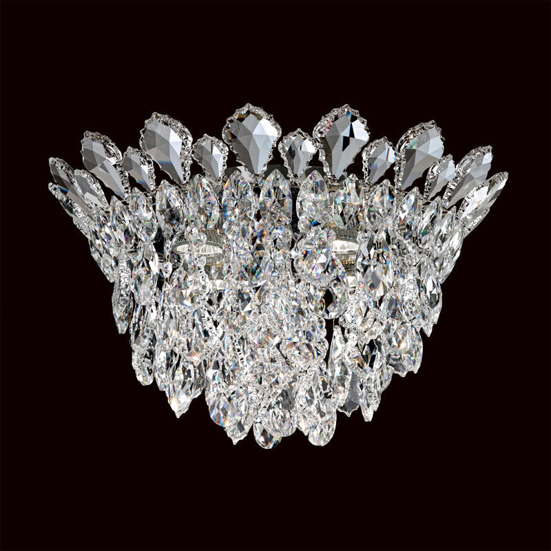 Trilliane Strands 4 Light 17in x 10.5in Flush Mount in Polished Stainless Steel with Clear Heritage Handcut Crystals