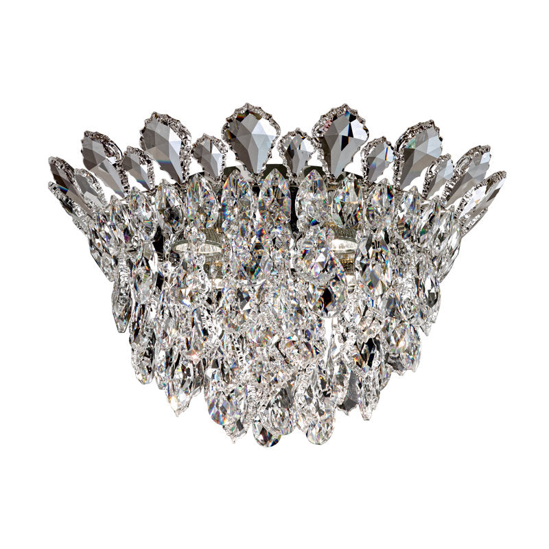 Trilliane Strands 4 Light 17in x 10.5in Flush Mount in Polished Stainless Steel with Clear Heritage Handcut Crystals