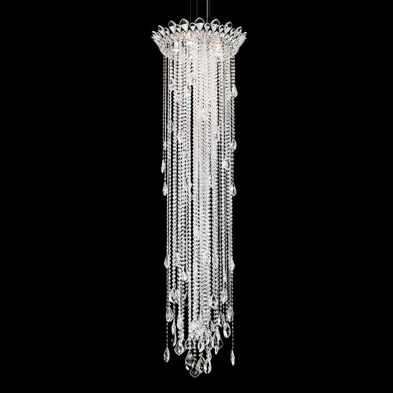 Trilliane Strands 5 Light 21in x 72in Chandelier in Polished Stainless Steel with Clear Heritage Handcut Crystals