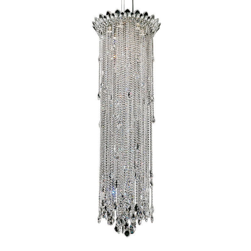 Trilliane Strands 6 Light 24in x 73in Chandelier in Polished Stainless Steel with Clear Heritage Handcut Crystals