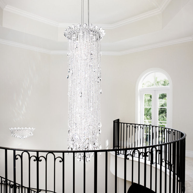 Trilliane Strands 6 Light 24in x 73in Chandelier in Polished Stainless Steel with Clear Heritage Handcut Crystals