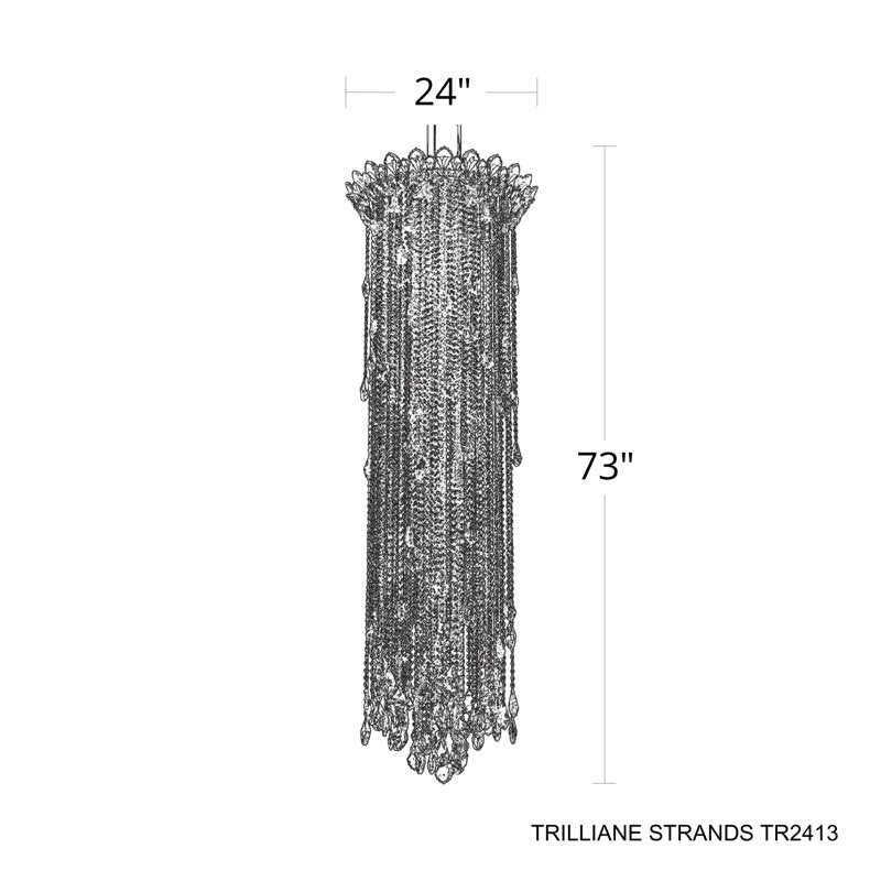 Trilliane Strands 6 Light 24in x 73in Chandelier in Polished Stainless Steel with Clear Heritage Handcut Crystals