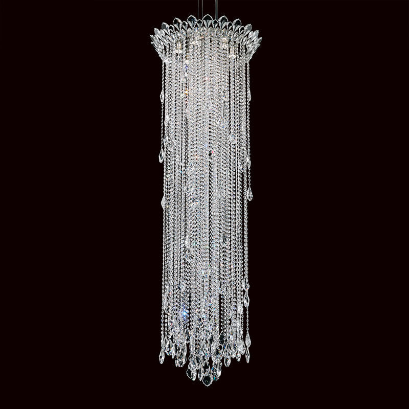 Trilliane Strands 6 Light 24in x 73in Chandelier in Polished Stainless Steel with Clear Heritage Handcut Crystals