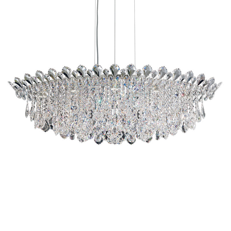 Trilliane Strands 8 Light 45in x 15in Pendant in Polished Stainless Steel with Clear Radiance Crystals