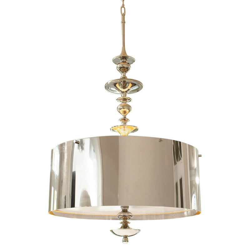 Turned Pendant Chandelier-Nickel-Lg