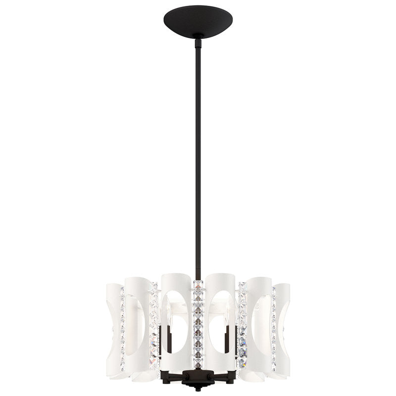 Twilight 4 Light 18in x 8.5in Pendant in White with Clear Optic Crystals