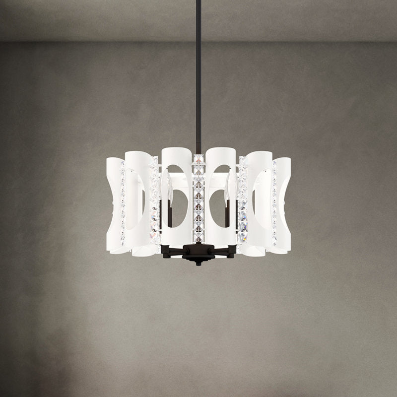Twilight 4 Light 18in x 8.5in Pendant in White with Clear Optic Crystals
