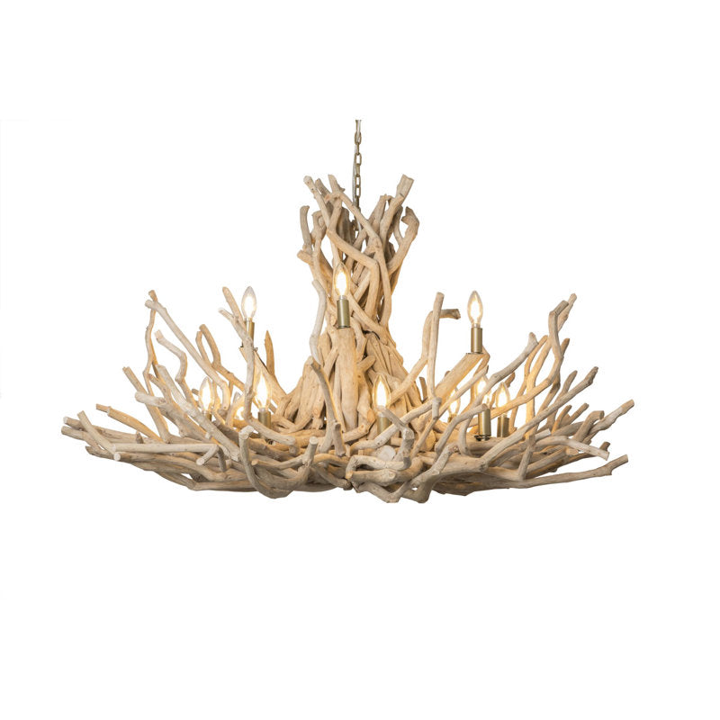 Two-Tier Wood Chandelier