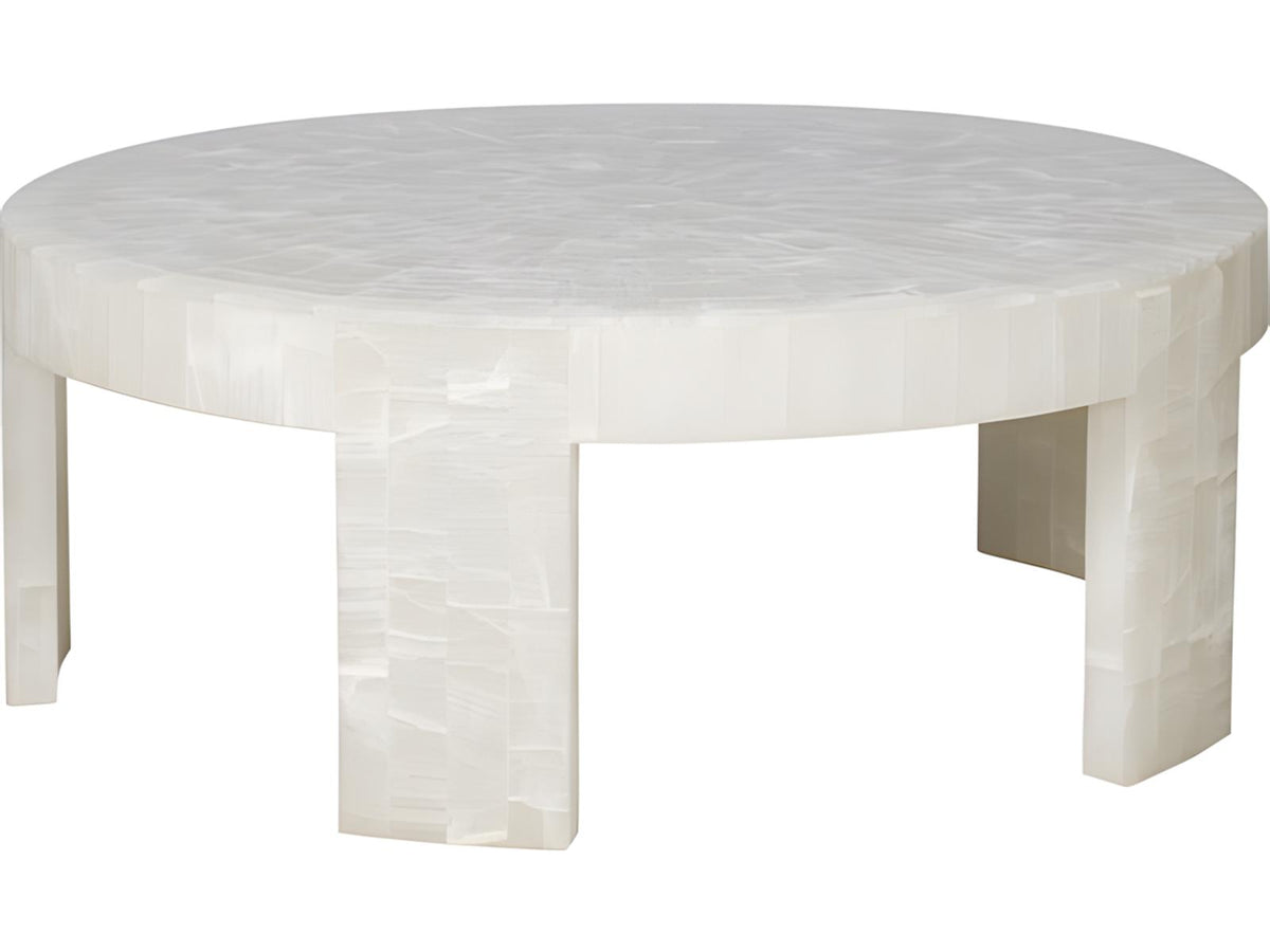 Meridian Round Cocktail Table in Bricked Cloud Onyx