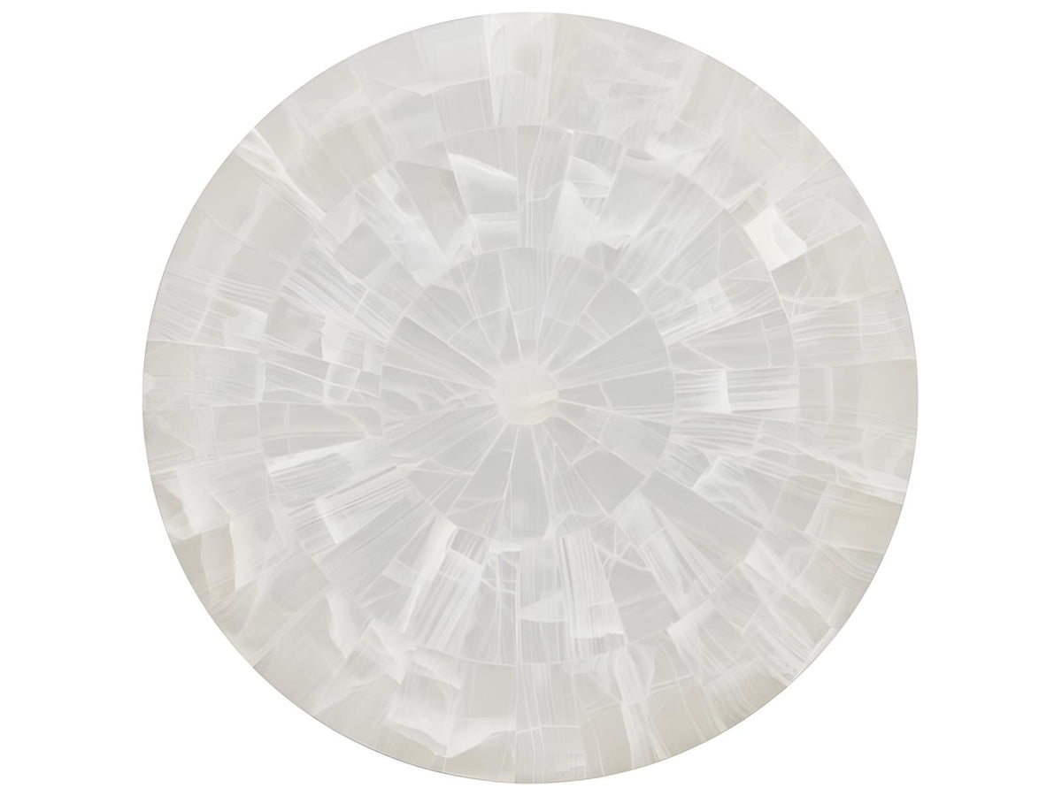 Meridian Round End Table Bricked Cloud Onyx Stone