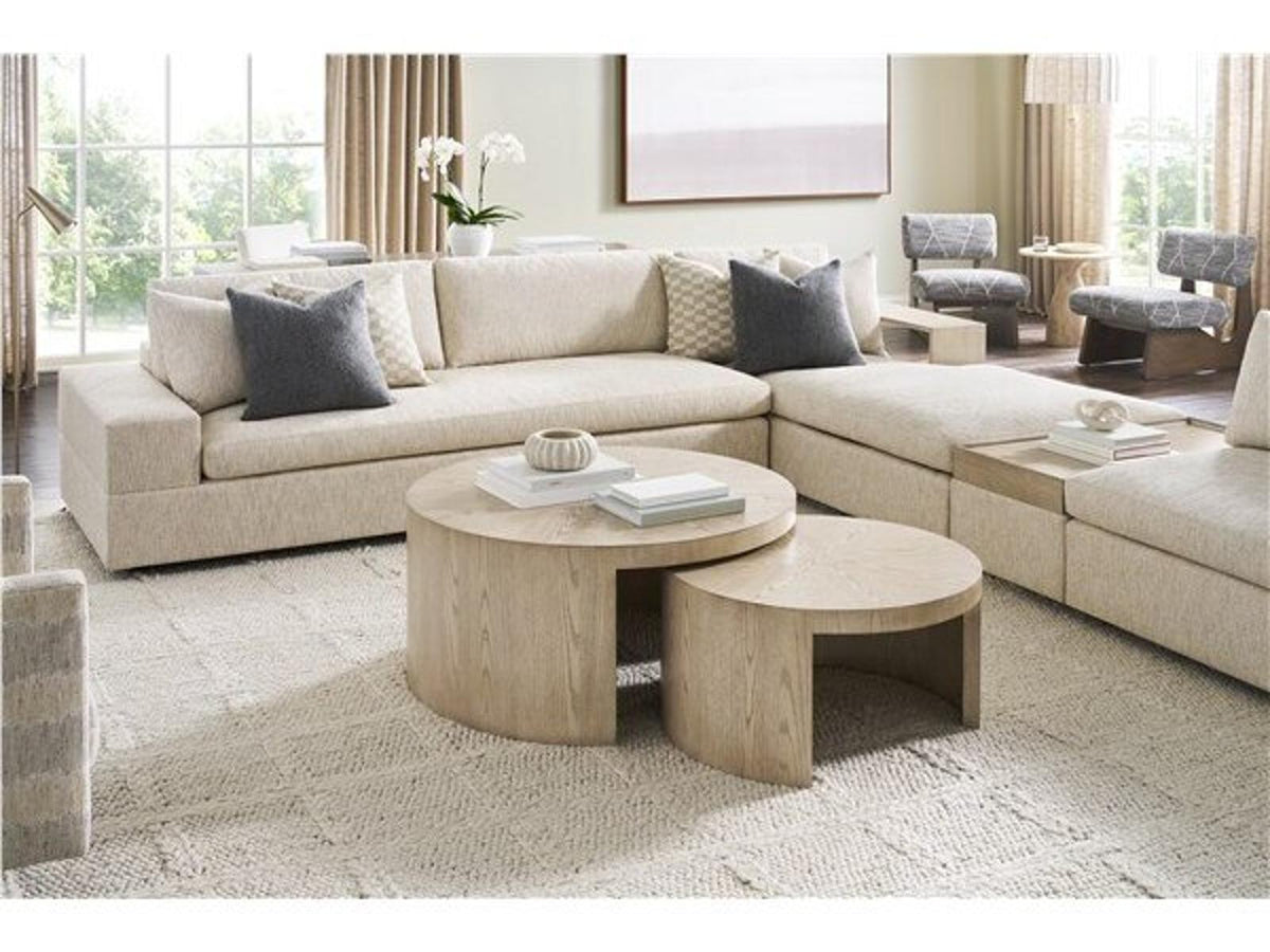 Creston Round Wood Coffee Table in Linen Finish
