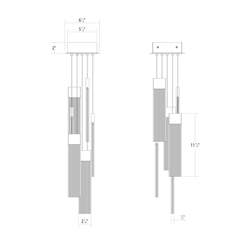 V Panels 6 - Light LED Pendant