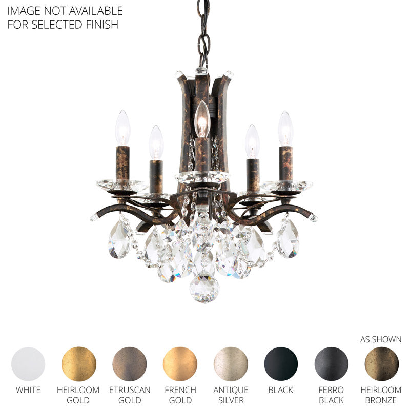 Vesca 5 Light 15in x 15in Pendant in Black with Clear Heritage Handcut Crystals