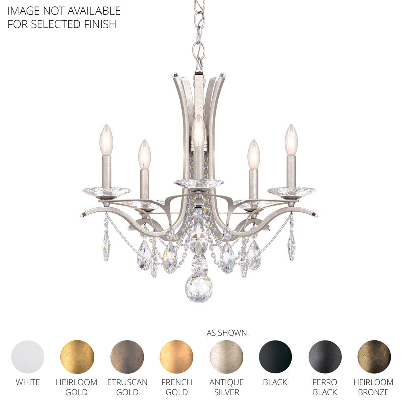 Vesca 5 Light 23in x 20in Chandelier in Ferro Black with Clear Heritage Handcut Crystals