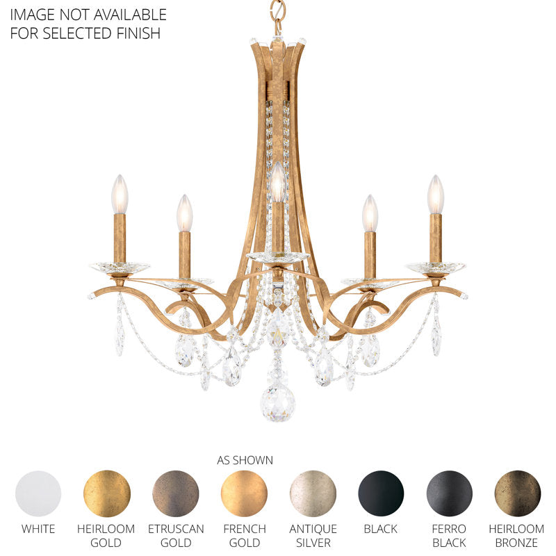 Vesca 5 Light 29in x 27in Chandelier in Heirloom Gold with Clear Radiance Crystals
