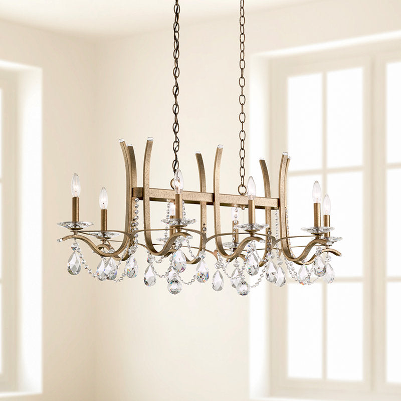 Vesca 8 Light 46in Rectangular Chandelier in Heirloom Bronze with Clear Radiance Crystals