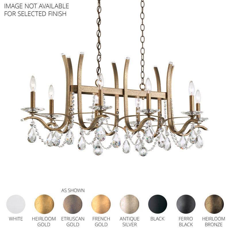 Vesca 8 Light 46in Rectangular Chandelier in Heirloom Bronze with Clear Radiance Crystals