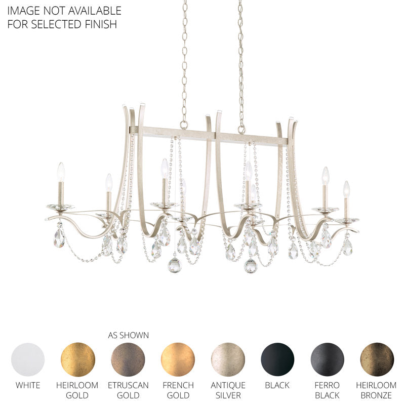 Vesca 8 Light 58in Rectangular Chandelier in Black with Clear Heritage Handcut Crystals