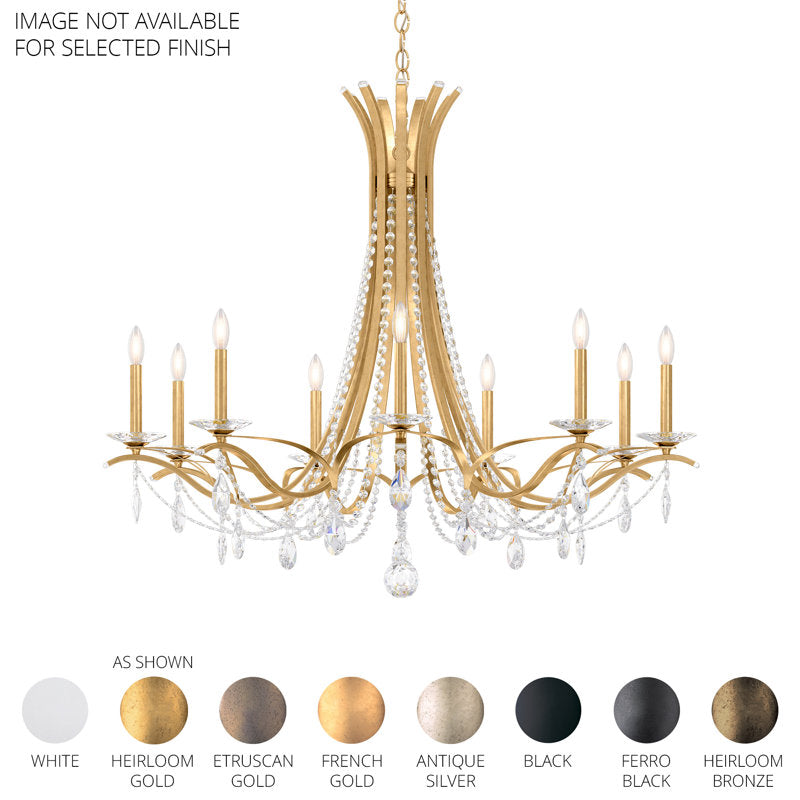 Vesca 9 Light 45in x 38in Chandelier in Etruscan Gold with Clear Heritage Handcut Crystals