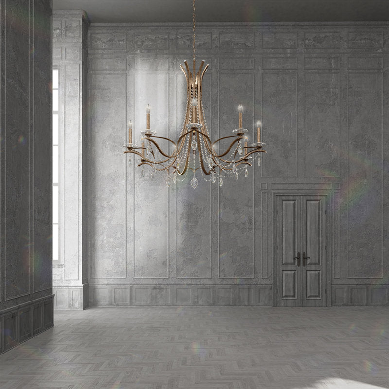 Vesca 9 Light 45in x 38in Chandelier in Etruscan Gold with Clear Heritage Handcut Crystals