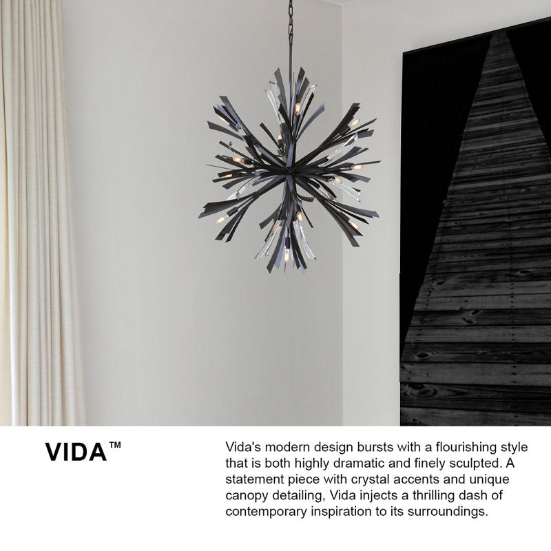 Vida 13 - Light Sputnik Sphere Chandelier with Crystal Accents