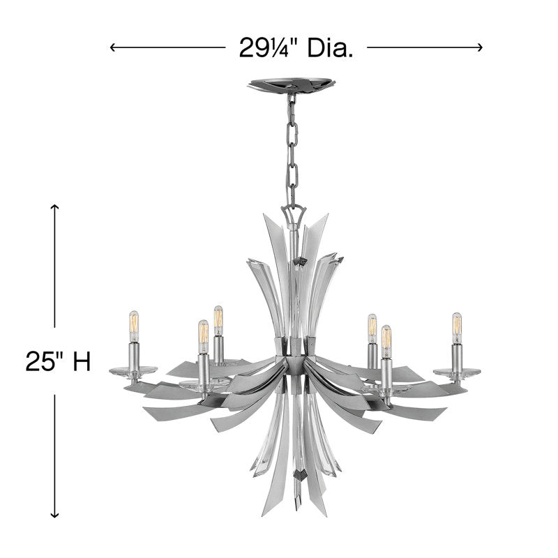 Vida 6 - Light Candle Style Classic Chandelier with Crystal Accents