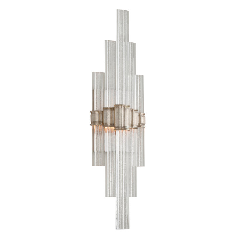 Viola 1 - Light LED Dimmable Modern Silver Leaf Flush Mount Sconce