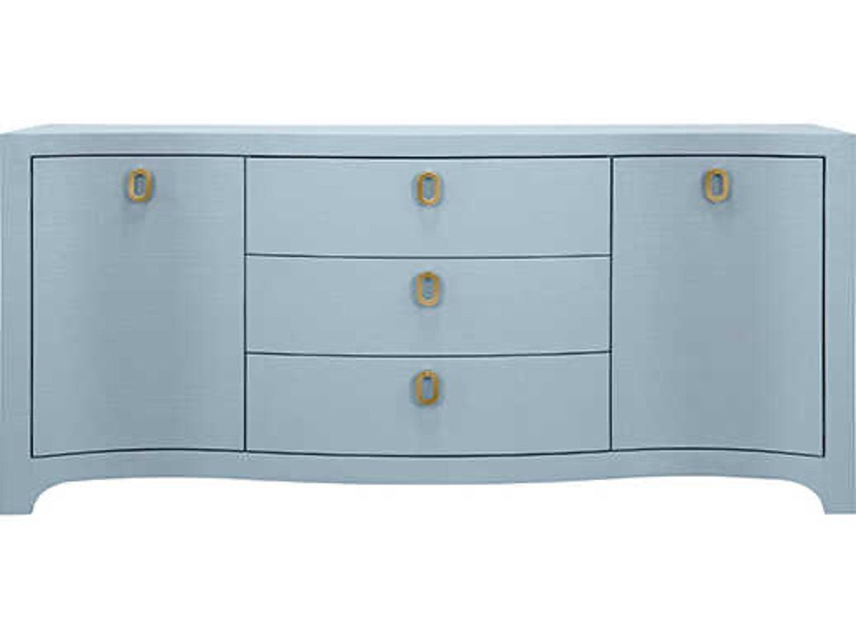 Paulina Curved Front 2-Door 3-Drawer Buffet in Light Blue Linen