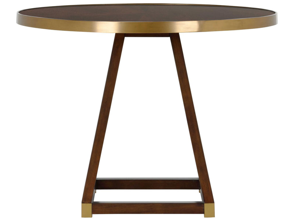 Renzo Round Wood Brown Antique Brass End Table