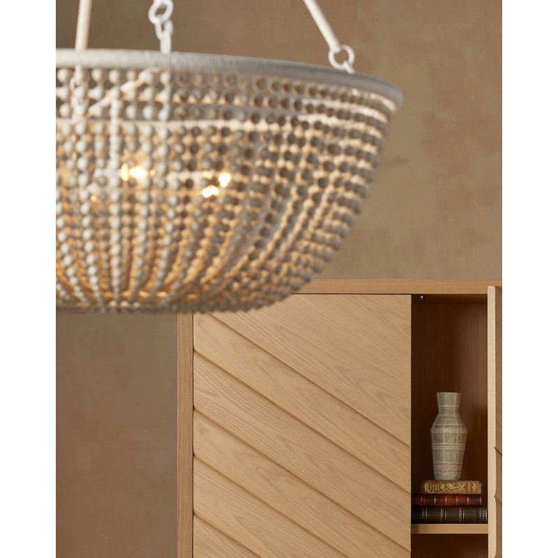 Wychwood 6 - Light Wrought Iron/Kraft Paper Twine Chandelier