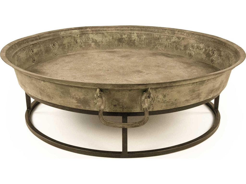 Round Metal Distressed Rustic Bronze Coffee Table