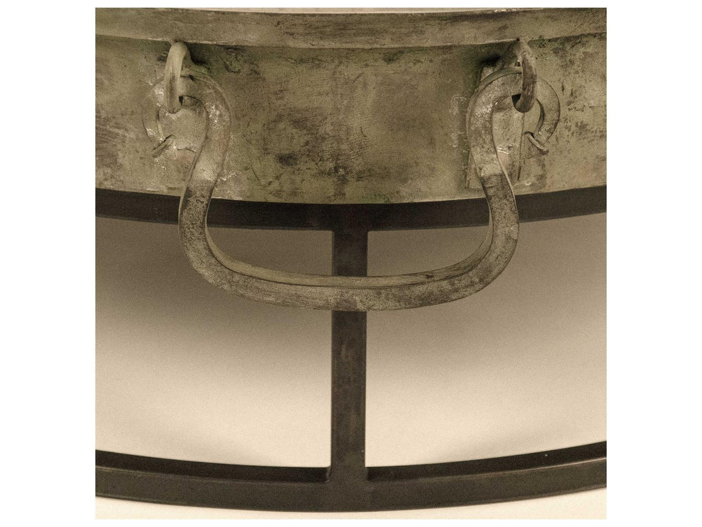 Round Metal Distressed Rustic Bronze Coffee Table