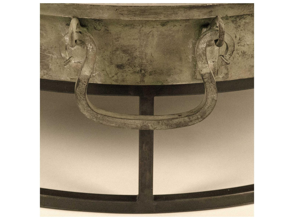 Round Metal Distressed Rustic Bronze Coffee Table