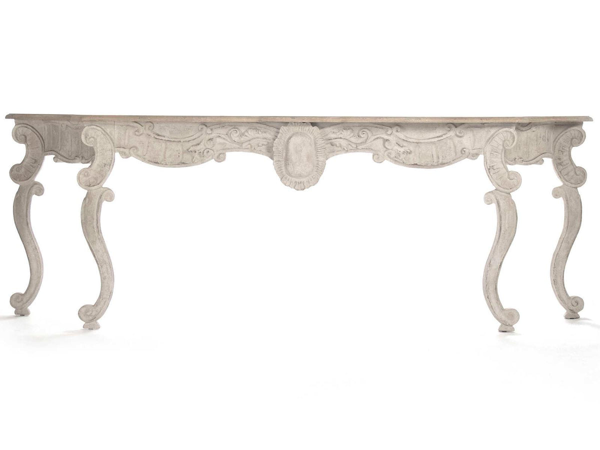 Abraham Console Table in Distressed Antique Ivory