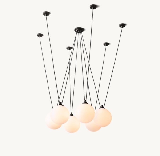 Adjustable Milk Glass Cable Chandelier