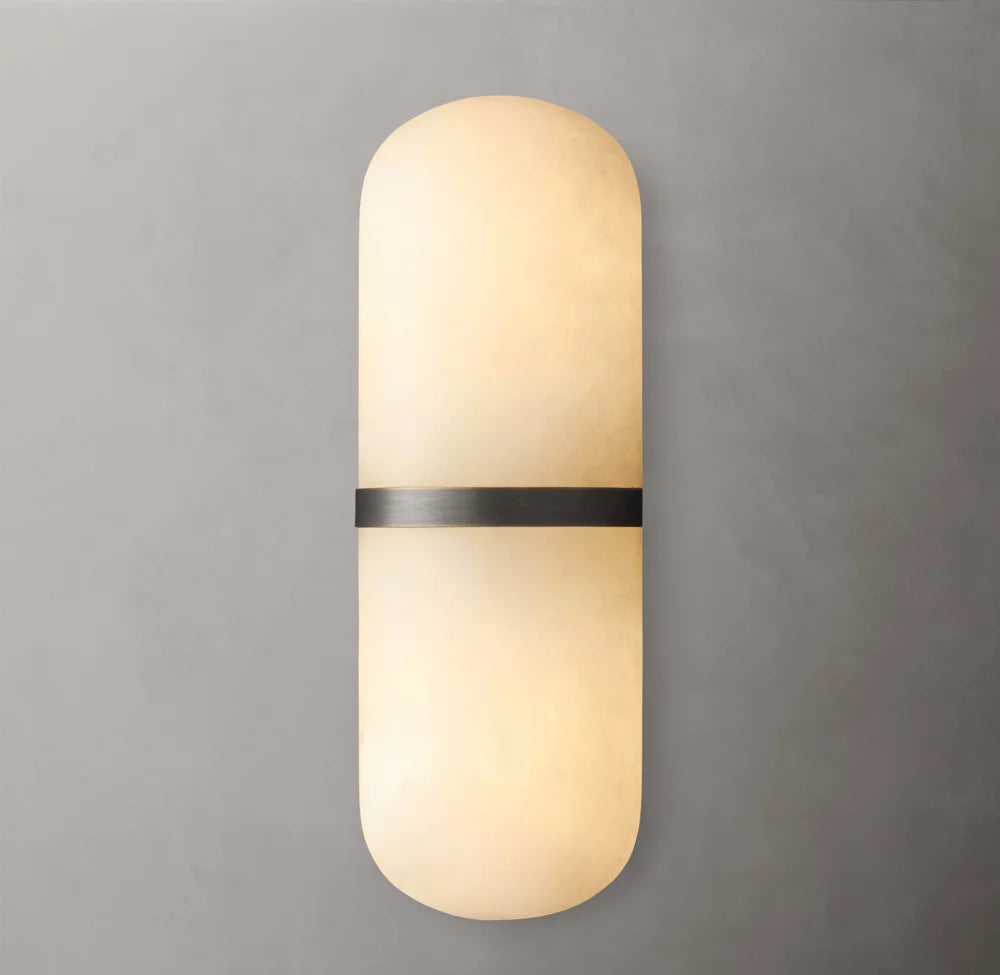 Alabaster Capsule Brass Sconce